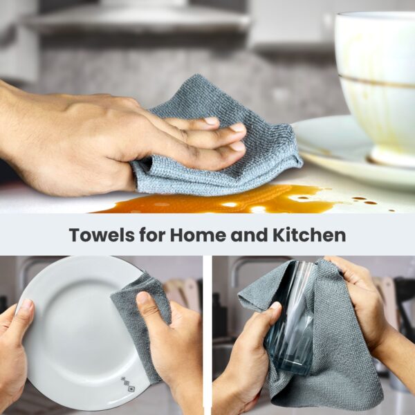 Reusable Kitchen Towel Roll – Ash Color – Washable and Soft Microfiber Fabric – 20 Pcs - Image 5